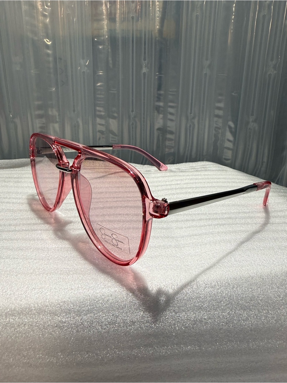 Jessica Simpson J6382 Pink Aviator Sunglasses Women’s Retro Silver Accent NWT